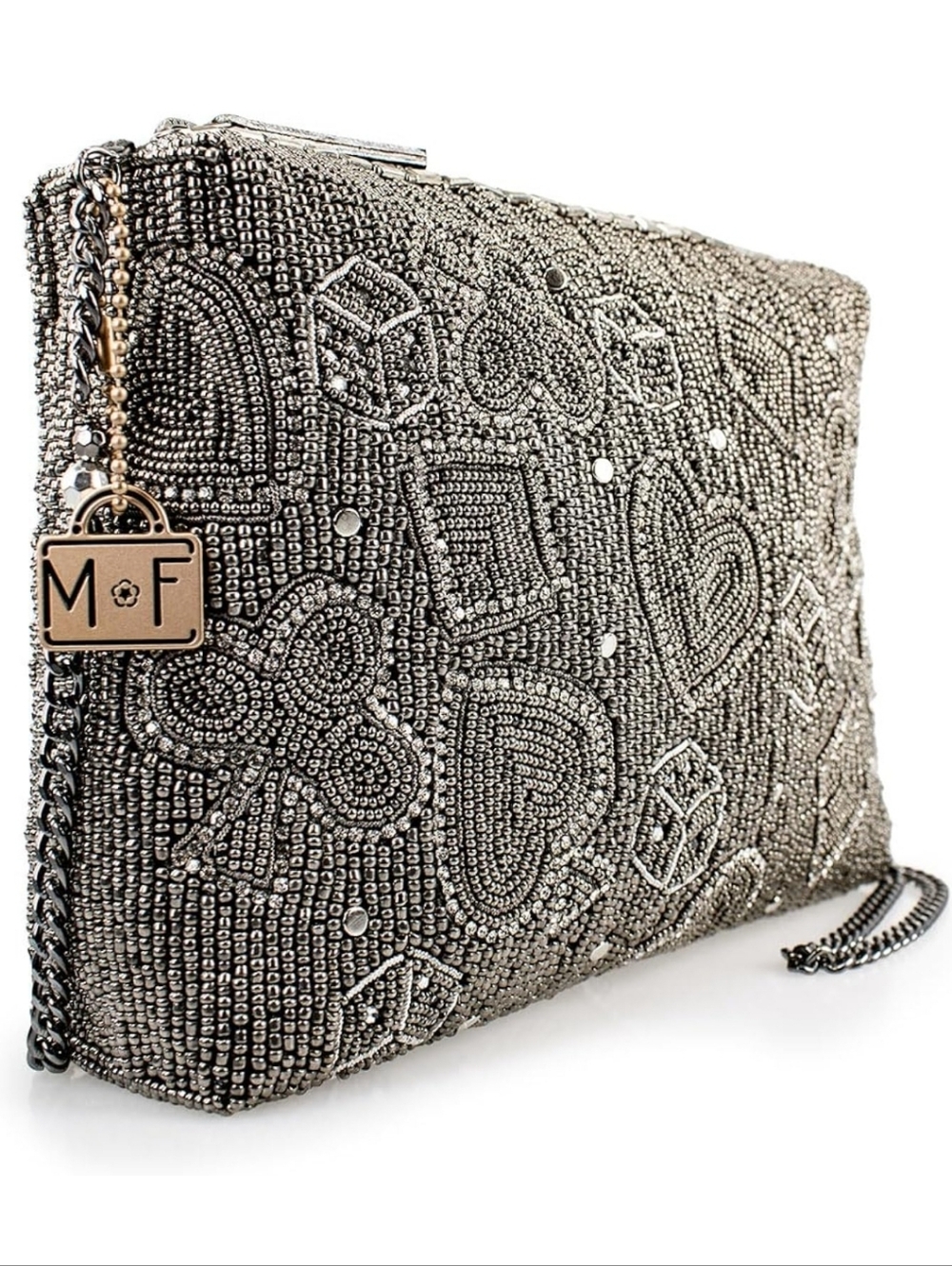 Mary Frances Well Suited Beaded Handbag with Removable Strap